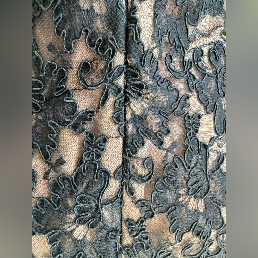 Vintage Victor Costa Black Lace Illusion Wiggle Dress Made in USA‎ - Picture 5 of 11
